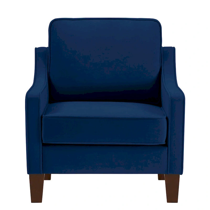 Fauteuil d'appoint en velours noir / marine / taupe, une place, pieds en bois