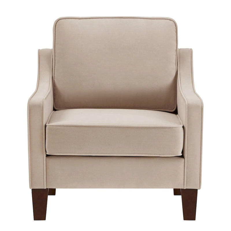 Fauteuil d'appoint en velours noir / marine / taupe, une place, pieds en bois