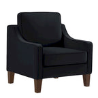 Fauteuil d'appoint en velours noir / marine / taupe, une place, pieds en bois