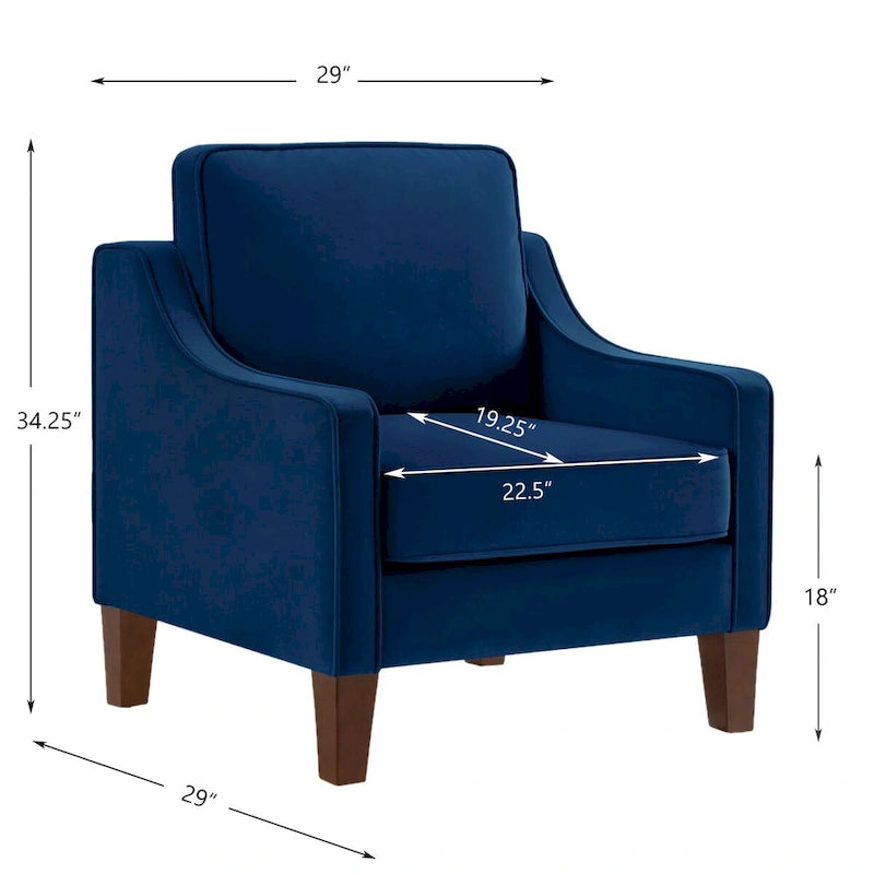 Fauteuil d'appoint en velours noir / marine / taupe, une place, pieds en bois