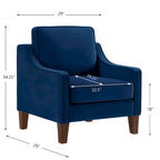 Fauteuil d'appoint en velours noir / marine / taupe, une place, pieds en bois