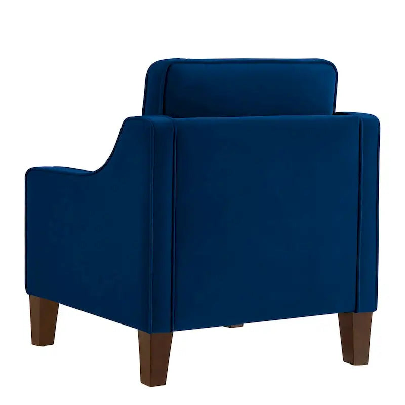 Fauteuil d'appoint en velours noir / marine / taupe, une place, pieds en bois