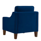 Fauteuil d'appoint en velours noir / marine / taupe, une place, pieds en bois