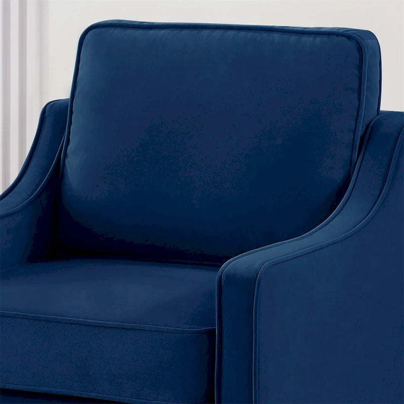Fauteuil d'appoint en velours noir / marine / taupe, une place, pieds en bois
