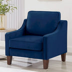 Fauteuil d'appoint en velours noir / marine / taupe, une place, pieds en bois