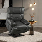 Fauteuil inclinable releveur électrique marron/café/gris avec massage et chaleur, double moteur, pour 1 personne