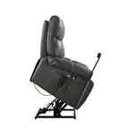 Fauteuil inclinable releveur électrique marron/café/gris avec massage et chaleur, double moteur, pour 1 personne