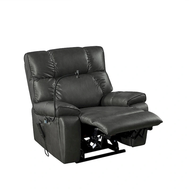 Fauteuil inclinable releveur électrique marron/café/gris avec massage et chaleur, double moteur, pour 1 personne