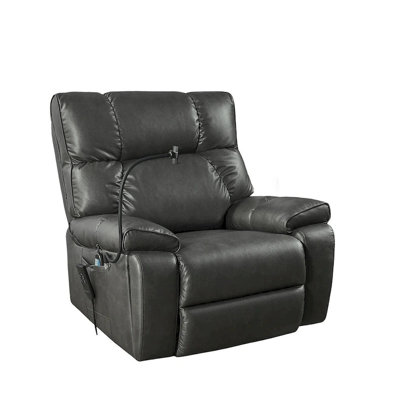 Fauteuil inclinable releveur électrique marron/café/gris avec massage et chaleur, double moteur, pour 1 personne