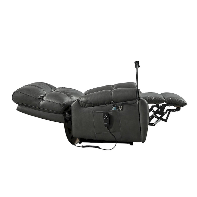 Fauteuil inclinable releveur électrique marron/café/gris avec massage et chaleur, double moteur, pour 1 personne
