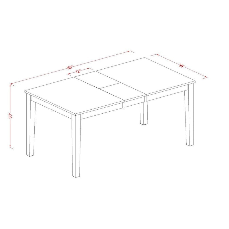 Table de salle à manger rectangulaire avec rallonge, 4 à 6 places, Buttermilk & Cherry / Black Butterfly