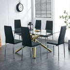Chaise de salle à manger en similicuir noir/gris clair, lot de 6