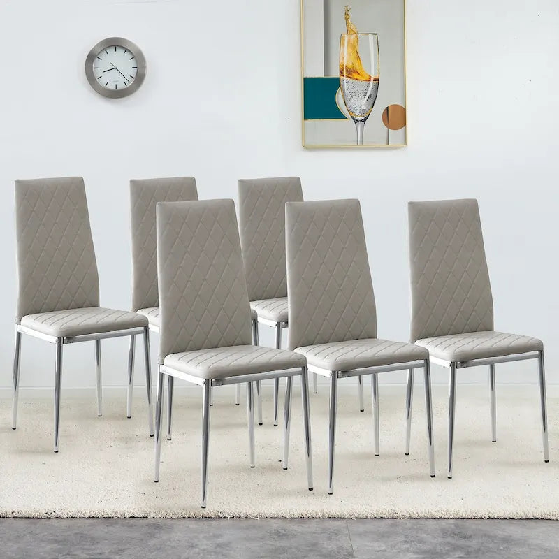Chaise de salle à manger en similicuir noir/gris clair, lot de 6