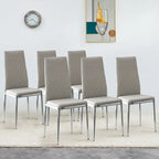 Chaise de salle à manger en similicuir noir/gris clair, lot de 6