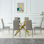 Chaise de salle à manger en similicuir noir/gris clair, lot de 6