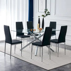 Chaise de salle à manger en similicuir noir/gris clair, lot de 6