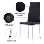 Chaise de salle à manger en similicuir noir/gris clair, lot de 6