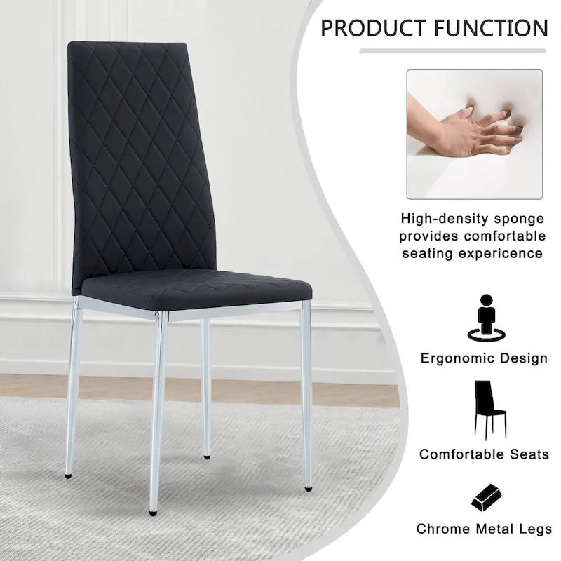 Chaise de salle à manger en similicuir noir/gris clair, lot de 6