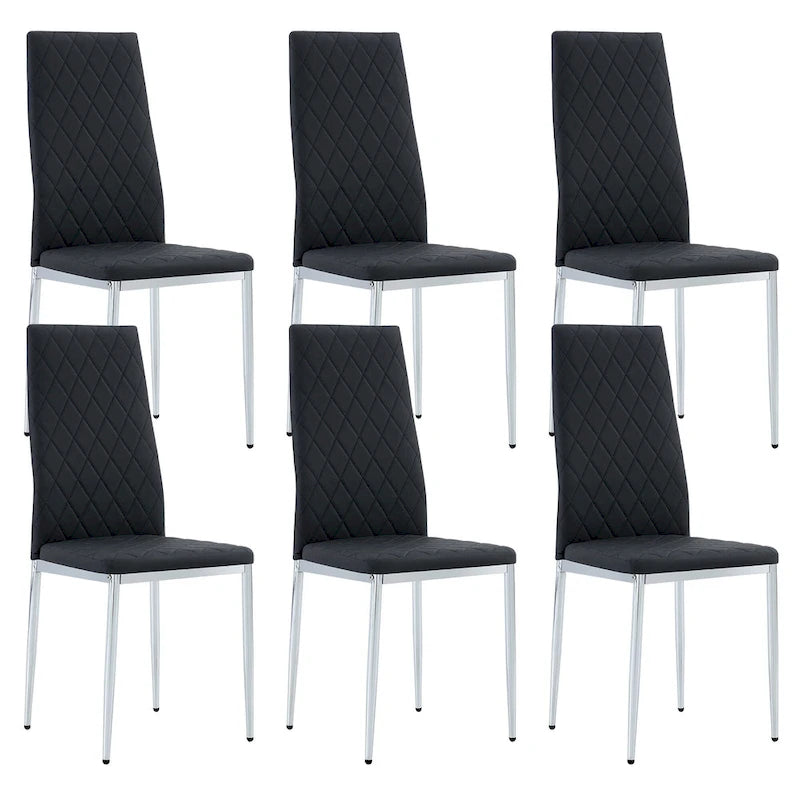 Chaise de salle à manger en similicuir noir/gris clair, lot de 6