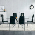 Chaise de salle à manger en similicuir noir/gris clair, lot de 6