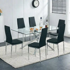 Chaise de salle à manger en similicuir noir/gris clair, lot de 6
