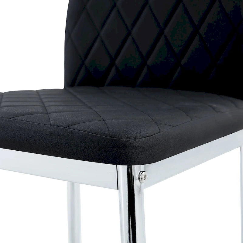 Chaise de salle à manger en similicuir noir/gris clair, lot de 6