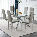 Chaise de salle à manger en similicuir noir/gris clair, lot de 6