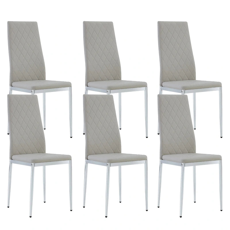 Chaise de salle à manger en similicuir noir/gris clair, lot de 6