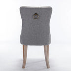 Chaise de salle à manger en lin noir/beige/gris avec pieds en bois, lot de 2