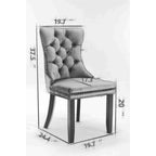 Chaise de salle à manger en lin noir/beige/gris avec pieds en bois, lot de 2