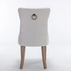 Chaise de salle à manger en lin noir/beige/gris avec pieds en bois, lot de 2