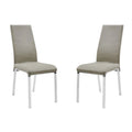 Chaise de salle à manger en cuir pleine fleur taupe/blanc, lot de 2