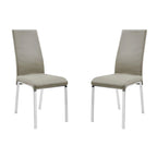 Chaise de salle à manger en cuir pleine fleur taupe/blanc, lot de 2