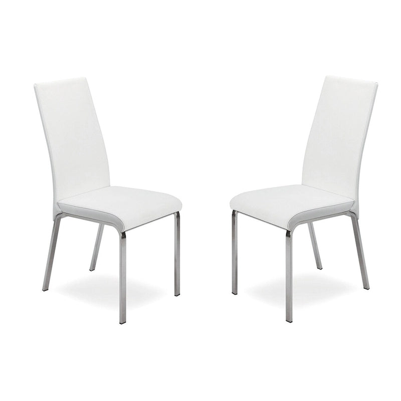 Chaise de salle à manger en cuir pleine fleur taupe/blanc, lot de 2