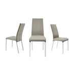 Chaise de salle à manger en cuir pleine fleur taupe/blanc, lot de 2