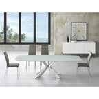Chaise de salle à manger en cuir pleine fleur taupe/blanc, lot de 2