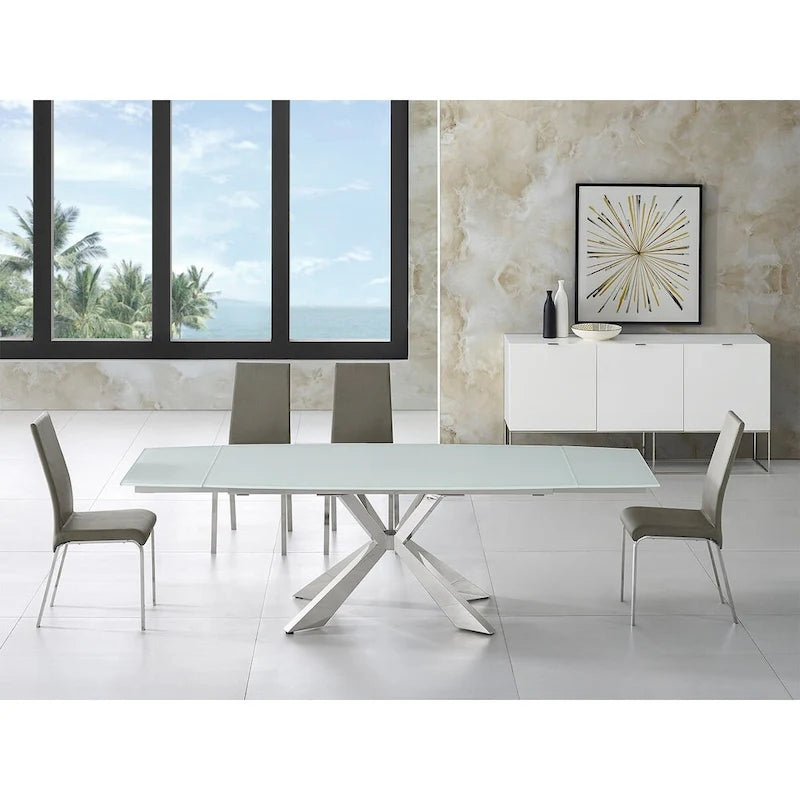 Chaise de salle à manger en cuir pleine fleur taupe/blanc, lot de 2