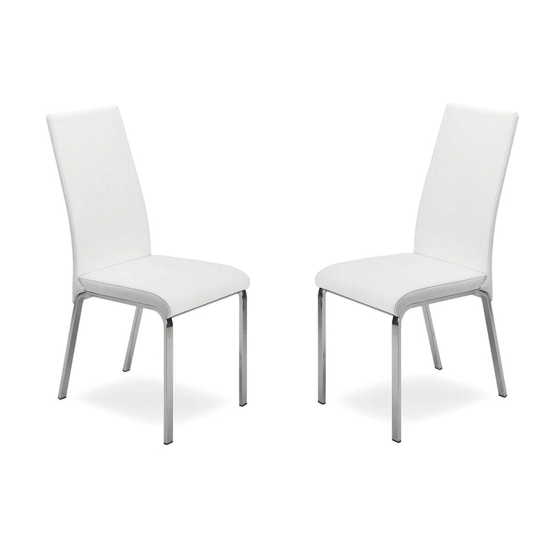 Chaise de salle à manger en cuir pleine fleur taupe/blanc, lot de 2