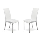 Chaise de salle à manger en cuir pleine fleur taupe/blanc, lot de 2