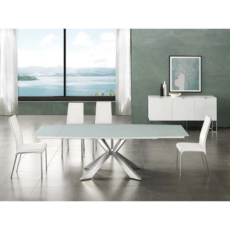 Chaise de salle à manger en cuir pleine fleur taupe/blanc, lot de 2