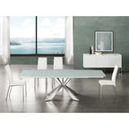 Chaise de salle à manger en cuir pleine fleur taupe/blanc, lot de 2