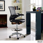 Tabouret de dessin en maille noir/marron avec accoudoirs relevables, simple