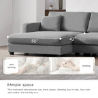 Canapé d'angle en velours côtelé en forme de L beige/gris/kaki avec méridienne, 3-4 places