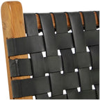Chaise de salle à manger en cuir tressé avec cadre en bois de teck, Marron / Blanc / Noir, Lot de 2 (pour 1 personne chacune)