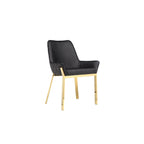 Chaise d'appoint de salle à manger capitonnée en similicuir noir et doré, lot de 2