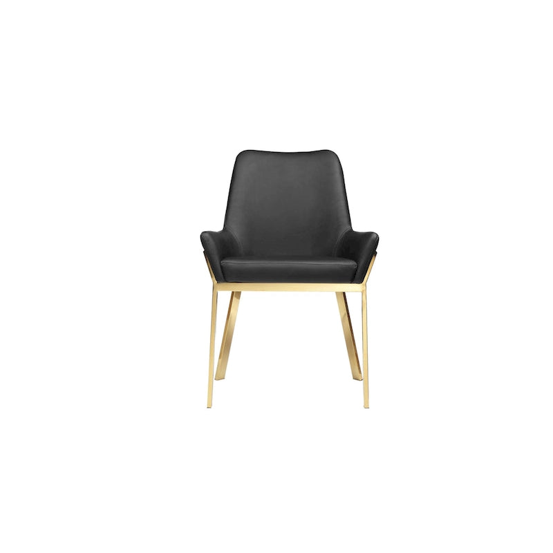 Chaise d'appoint de salle à manger capitonnée en similicuir noir et doré, lot de 2