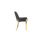 Chaise d'appoint de salle à manger capitonnée en similicuir noir et doré, lot de 2