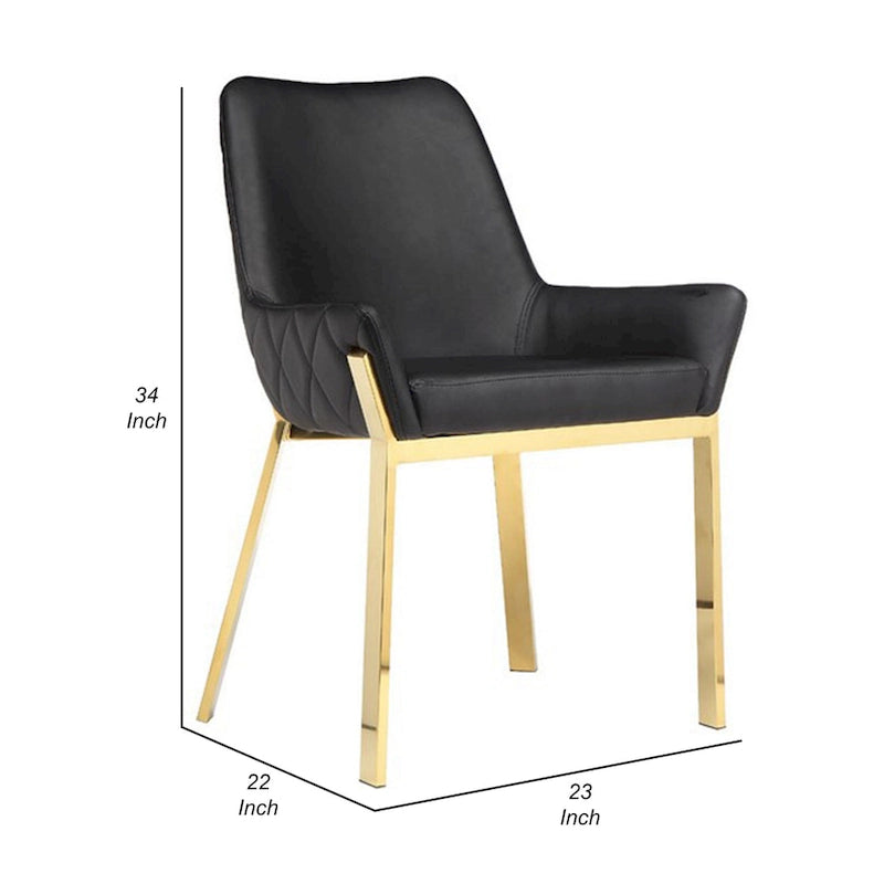 Chaise d'appoint de salle à manger capitonnée en similicuir noir et doré, lot de 2