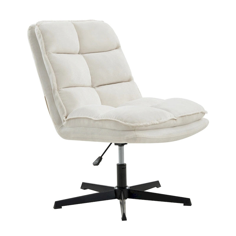 Fauteuil de bureau pivotant à 360° sans accoudoirs capitonné beige / moutarde / bleu marine, individuel