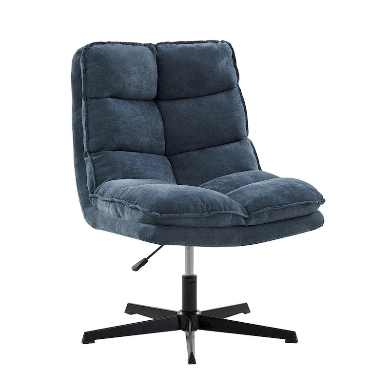 Fauteuil de bureau pivotant à 360° sans accoudoirs capitonné beige / moutarde / bleu marine, individuel